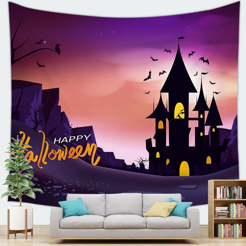 

Forest Castle Halloween Background digitalprinted polyester tapestries living rooms bedrooms macrame wall hanging room decor 74x94cm(29x37in)