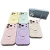 Magnetic Liquid Silicone Case for Apple 17 Pro - KT Cat Cartoon with Bracket Protective Cover