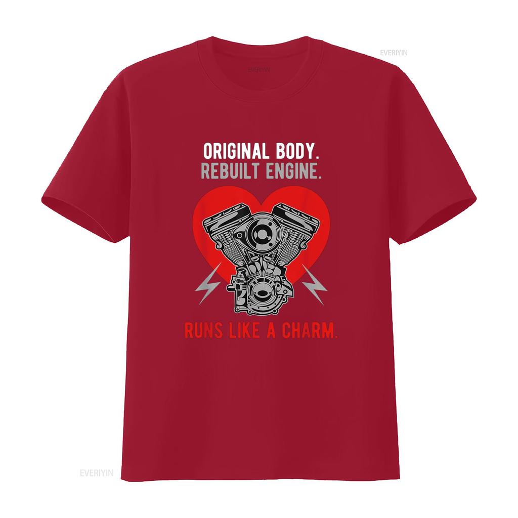 Original Body Rebuilt Engine Runs Like A Charm T Shirt Vintage Washed Versatile Slightly Top For Everyday Wear Graphic
