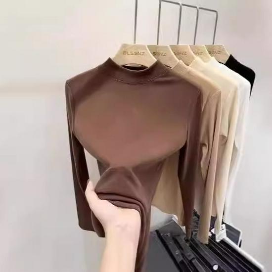 Women's Fleece-Lined High Neck Base Layer Top, Slim Fit, Autumn/Winter 2023