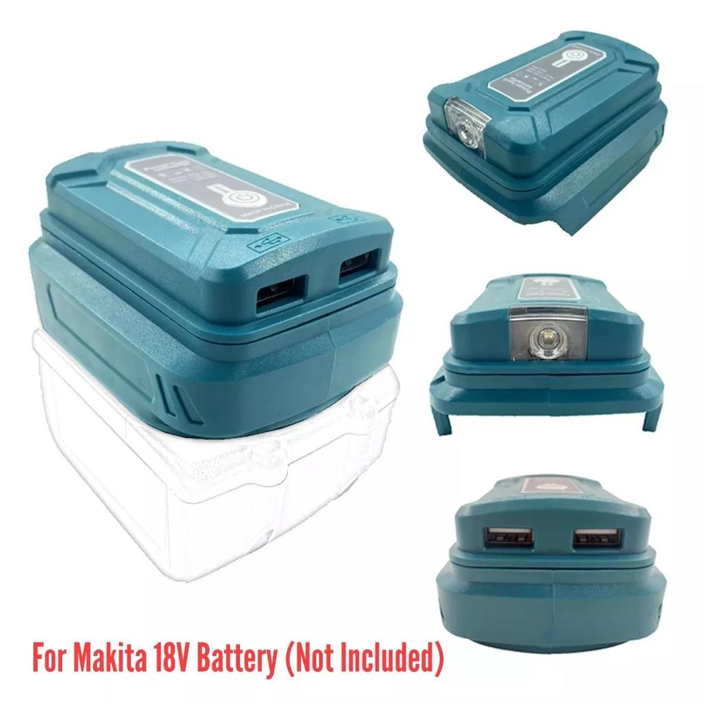 Adapter LED Working Light For Makita 14.4V/18V Li-on Battery BL1830 BL1430 BL1850 Dual USB Converter with LED Lamp for Makita
