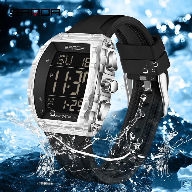 New Fashionable Luxury Men's Sports Electronic Watch Waterproof Countdown Calendar Night Light Men's Electronic Wristwatch