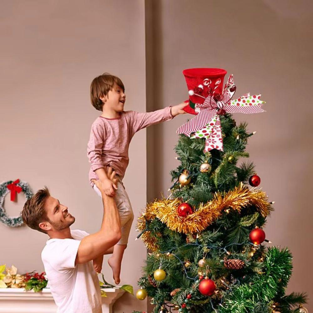 Cane Sugar Decoration Christmas Tree Hat Red Hat Christmas Top Hat Decorative Hat Christmas Tree