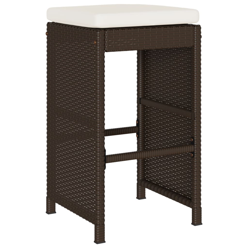 Garden Bar Stool with Cushions 6 pcs Brown Poly Rattan