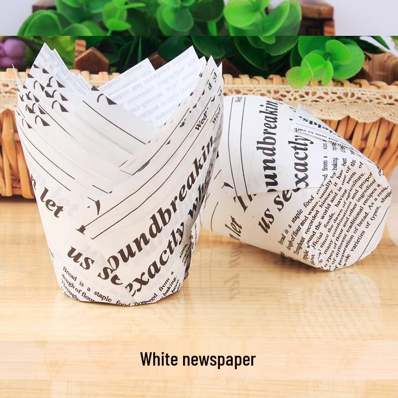 High-Temperature Resistant Solid Color Tulip Baking Cups - Oil-Proof Dessert Liners