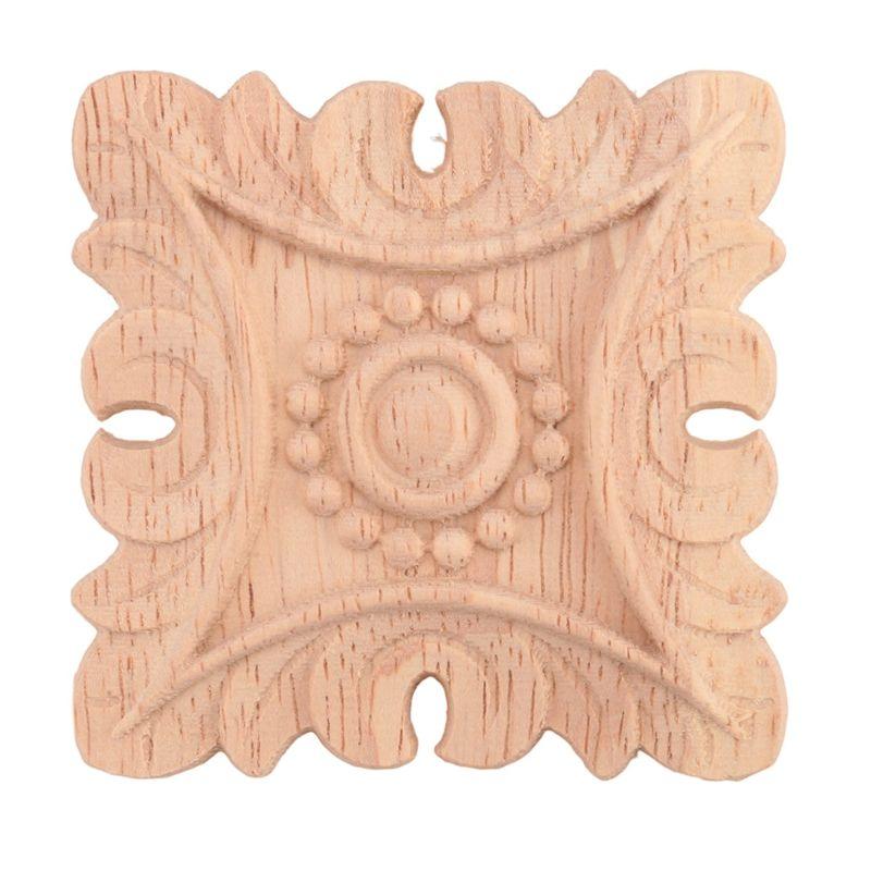 AEE4-Vintage Unpainted Wood Carved Corner Onlay Applique Frame Background Home Furniture Wall Cabinet Door Decor Decoration