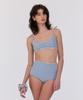 Lupeulupeu Shirred Reversible Bikini Top [Bohemian Patchwork Sky Blue]