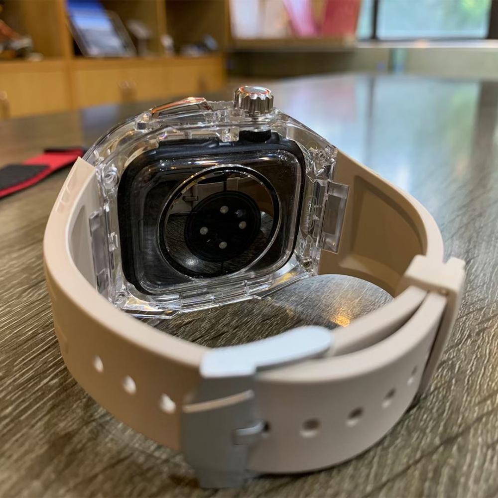 Transparent Modification Kit for Apple Watch Ultra 3 2 49mm Series 11 10 46mm 42mm PC+TPU Strap for Iwatch 9 8 7 45 41mm 40 44mm
