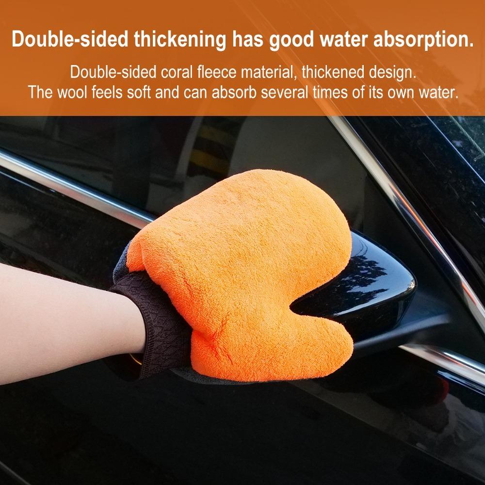 Ultra-soft Microfiber Car Wash Gloves—scratch-resistant and Reusable, with A Double-sided Terry Cloth Design Suitable for Both Dry and Wet Use