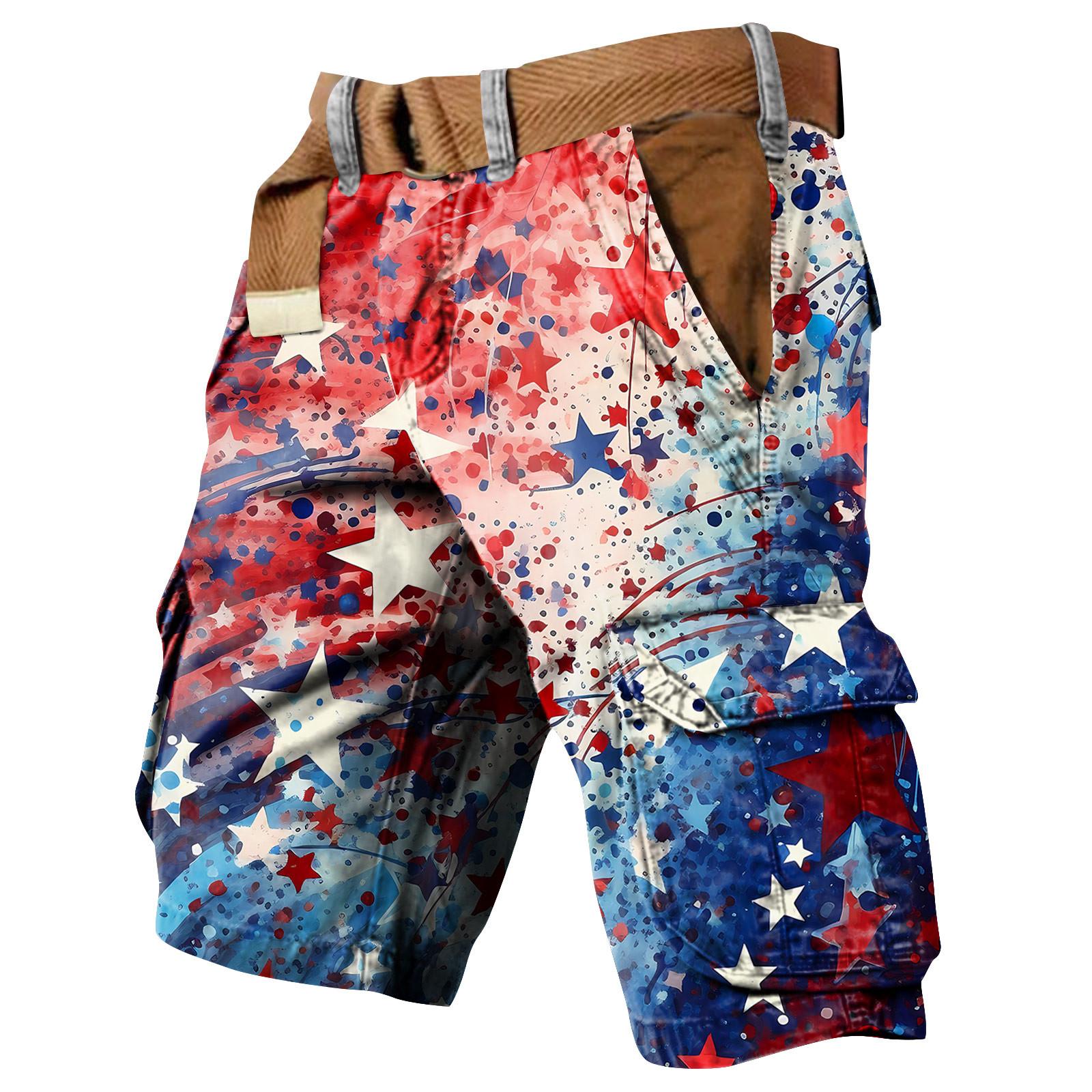 

Мужские рабочие шорты с принтом Дня независимости и несколькими карманами S