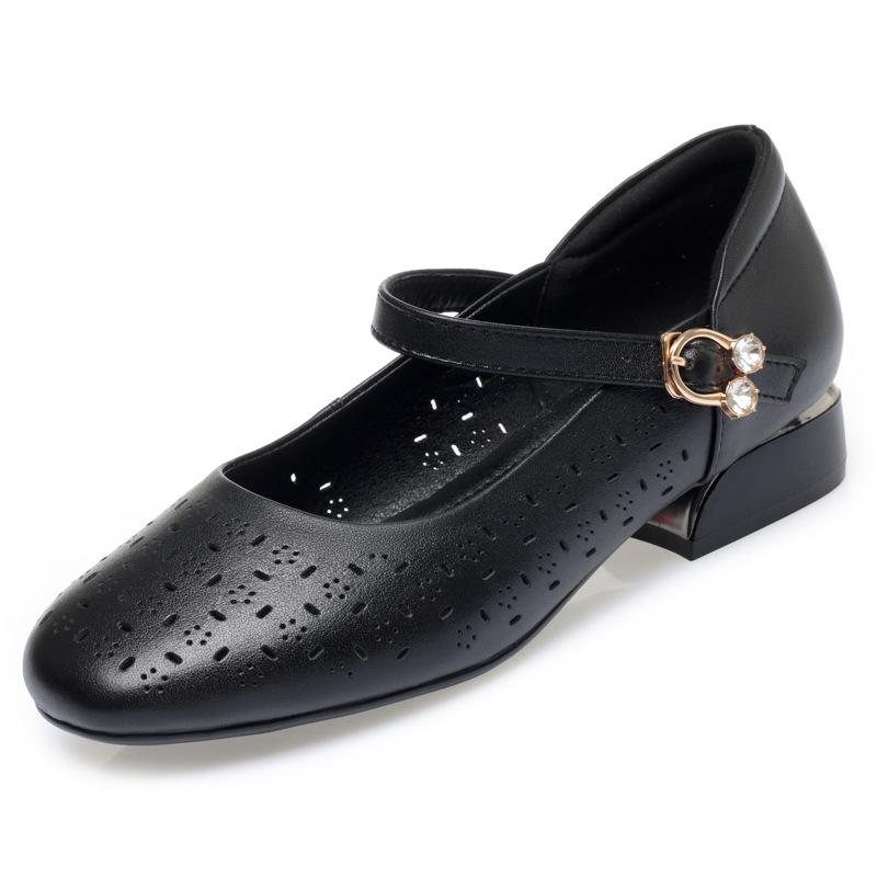 Women'S Dance Shoes New Spring Women'S Genuine Leather High Heels Fashion Hollowed Out Soft Sole Women'S Single Shoes