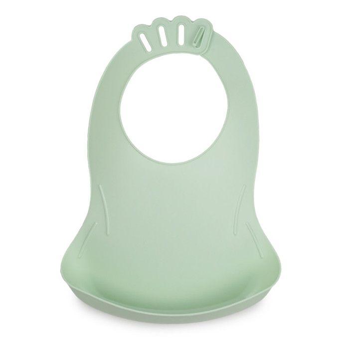 Lot de 2 bavoirs - THERMOBABY - BIBOU - Vert Céladon et Gris Charme - Ajustables et étanches