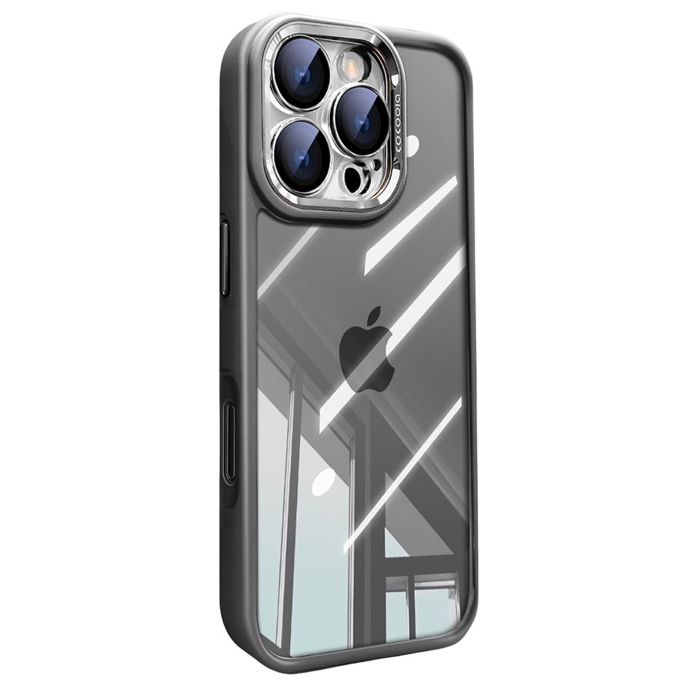 For iPhone 16 Pro Max Case PC+TPU Transparent Phone Cover with Detachable Camera Lens Film