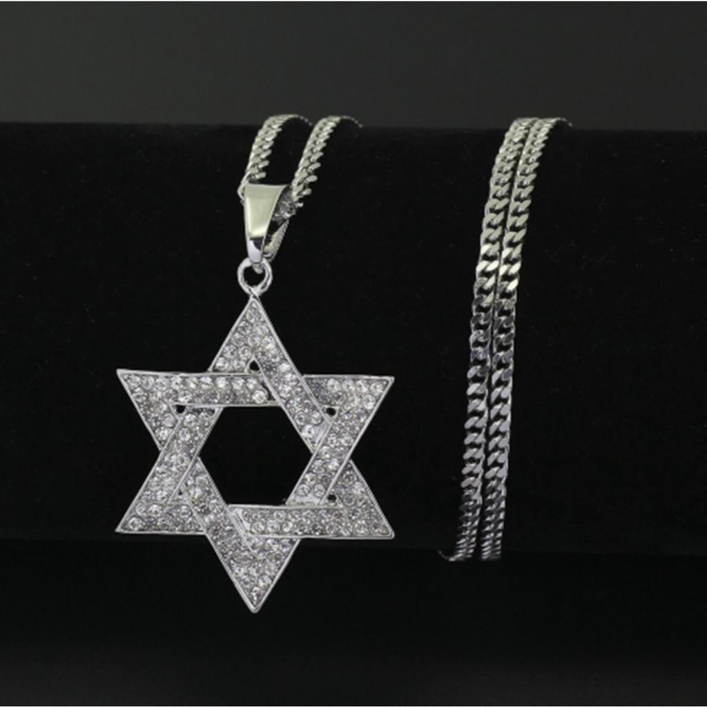 New Pattern Rhinestones Star Pendant Necklace Fashion Necklace Cuban Chain Necklace Hip Hop Bling Bling Jewelry