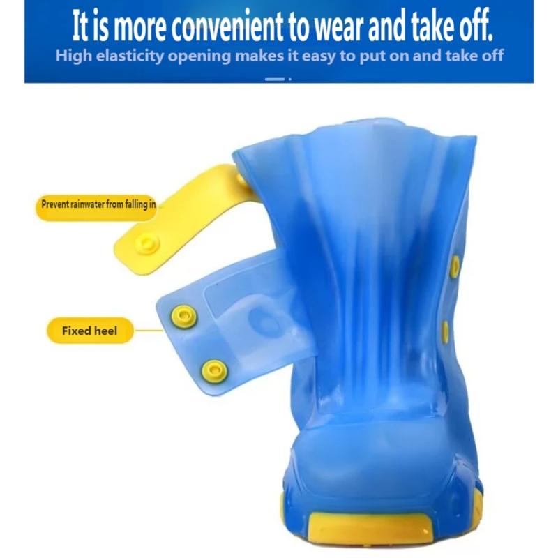 Children Rain Shoe Cover Waterproof Rainproof PVC Galoshes Anti Slip Rain Boot Covers For Toddler Kid Outdoor Activity