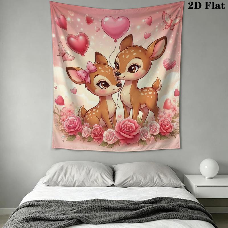 Cute Cartoon Animals Wall Tapestry Aesthetic Wall Hanging Printed Fabric Blanket Decorative Tapestries for Bedroom Living Room Home Decor