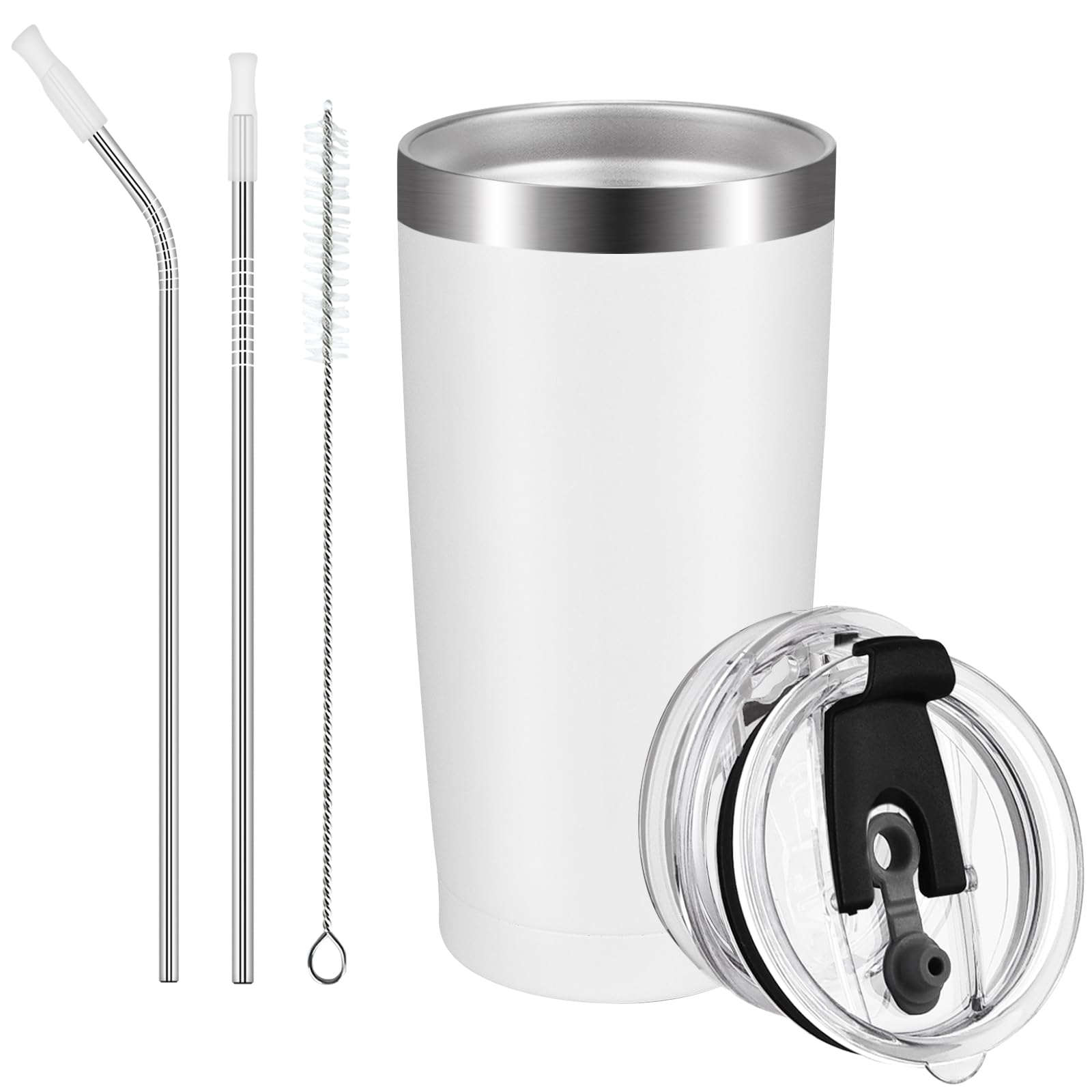 

Livole Stainless Steel Vacuum Keeps Cold or 600ml Double with and Perfect as a Gift for or White Tumbler, Insulated, Hot, Capacity, Walled, Lid, белый