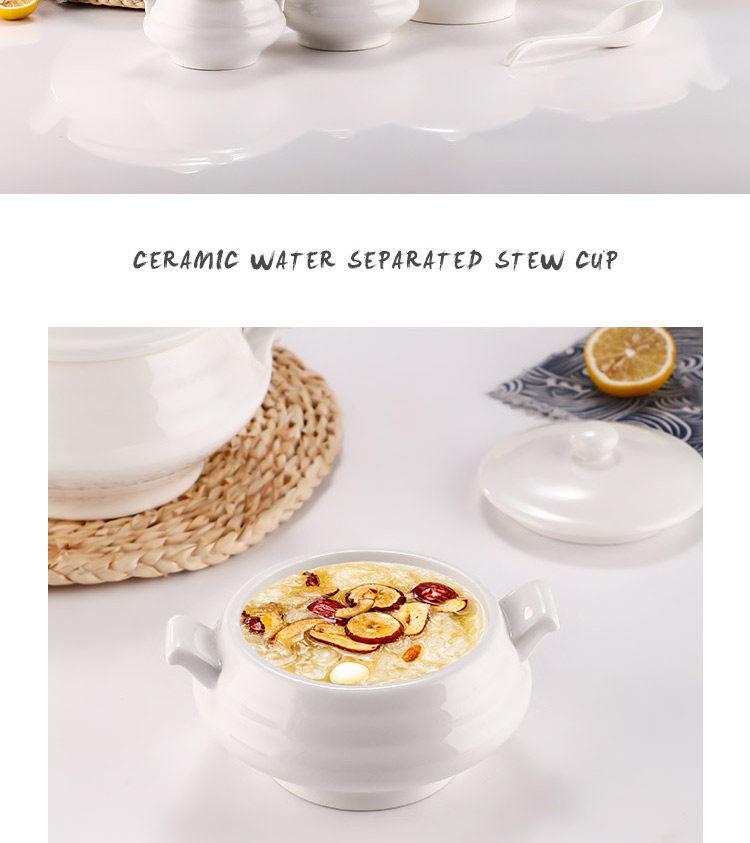 Double-Handled Ceramic Cantonese Stew Pot with Lid - Large Soup Bowl for Household or Hotel Use