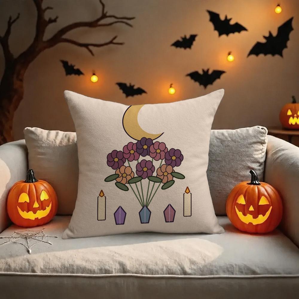 Moonlit Pumpkin Gift Cushion Cover Halloween Rustic Throw Pillow Covers Cute Ghost Pumpkin Maple Leaf Cushion Covers
