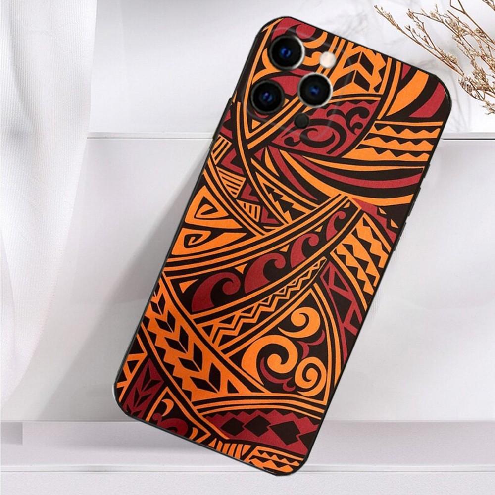 Maori Tribal Polynesia Phone Case For iPhone 16,15,14,13,12,11 Plus,Pro Max,XS,X,XR,SE,Mini,8,7 Soft Silicone Black Cover