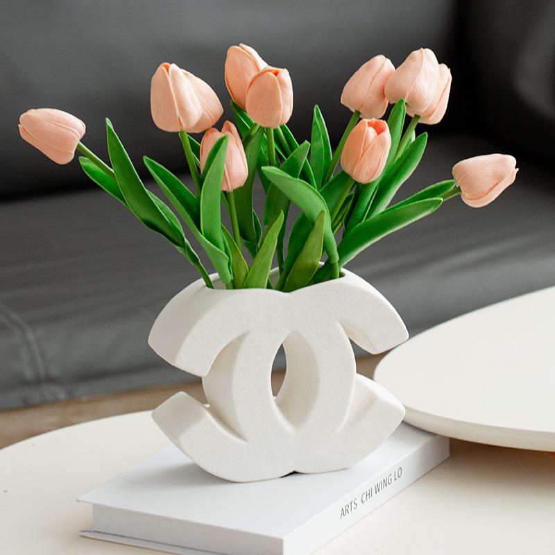 Nordic Cream Style Ceramic Vase - Unique Shape for High-Grade Home Decor