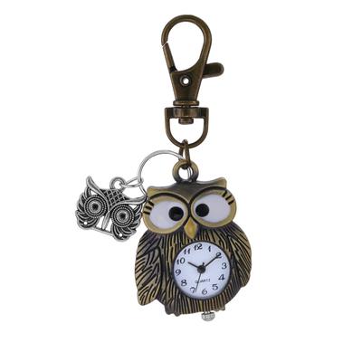 Eule Karabiner Uhr Clip Schlüsselanhänger Uhr Taschenuhr Analog Wasserdicht Niedlich Modisches Accessoire Herrn Damen