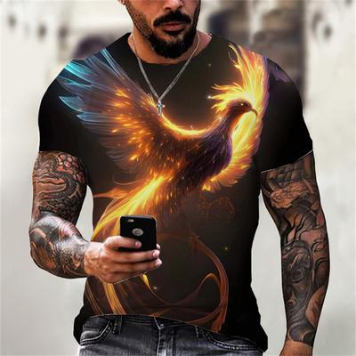 Anime Cartoon Phönix 3D-Druck Herren T-Shirt Männer Und Frauen Sommer Avantgarde Persönlichkeit Rundhals Kurzarm Freizeit T-shirt