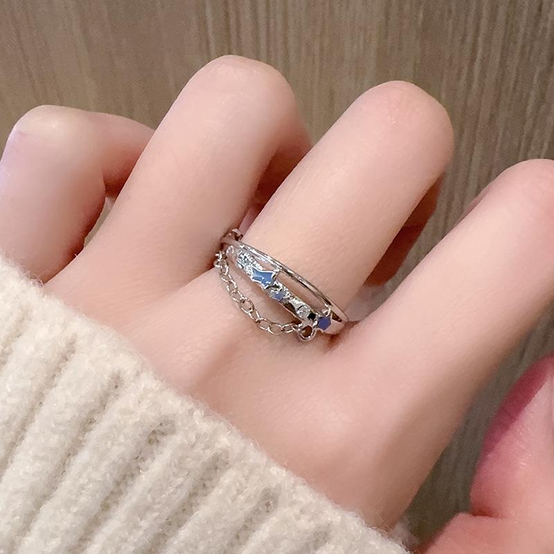 Niche Design Rose Faucet Star Opening Ring, Cold Wind Exquisite Ring Set For Women