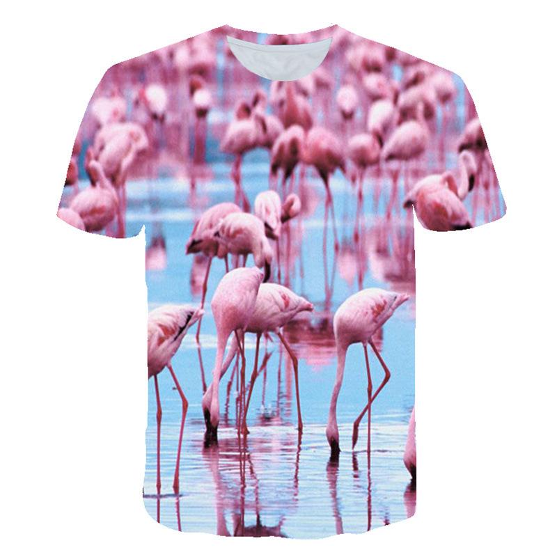 Men's Short Sleeved T-shirt with Animal Print Round Neck Casual Sports Men's Pullover Top T-shirt