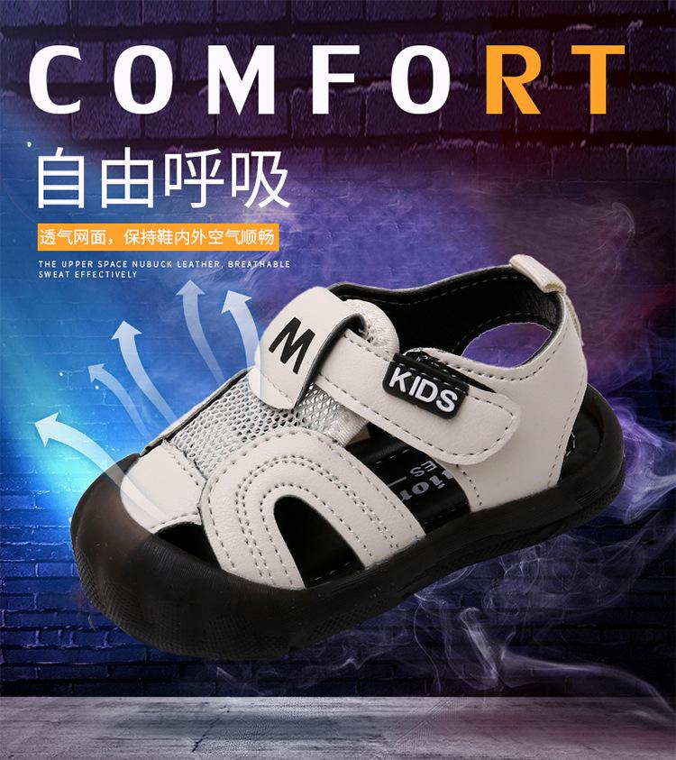 Summer baby boy sandals bag head anti-kick beach shoes 1-2-3 year old boy shoes non-slip soft sole bag head toddler shoes