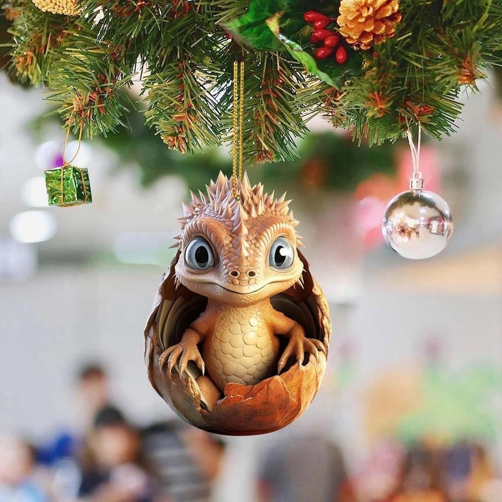 Entzückendes Weihnachts-Drachenei Auto-Hängeornament Aus Langlebigem Acryl Für Feiertagsdekoration