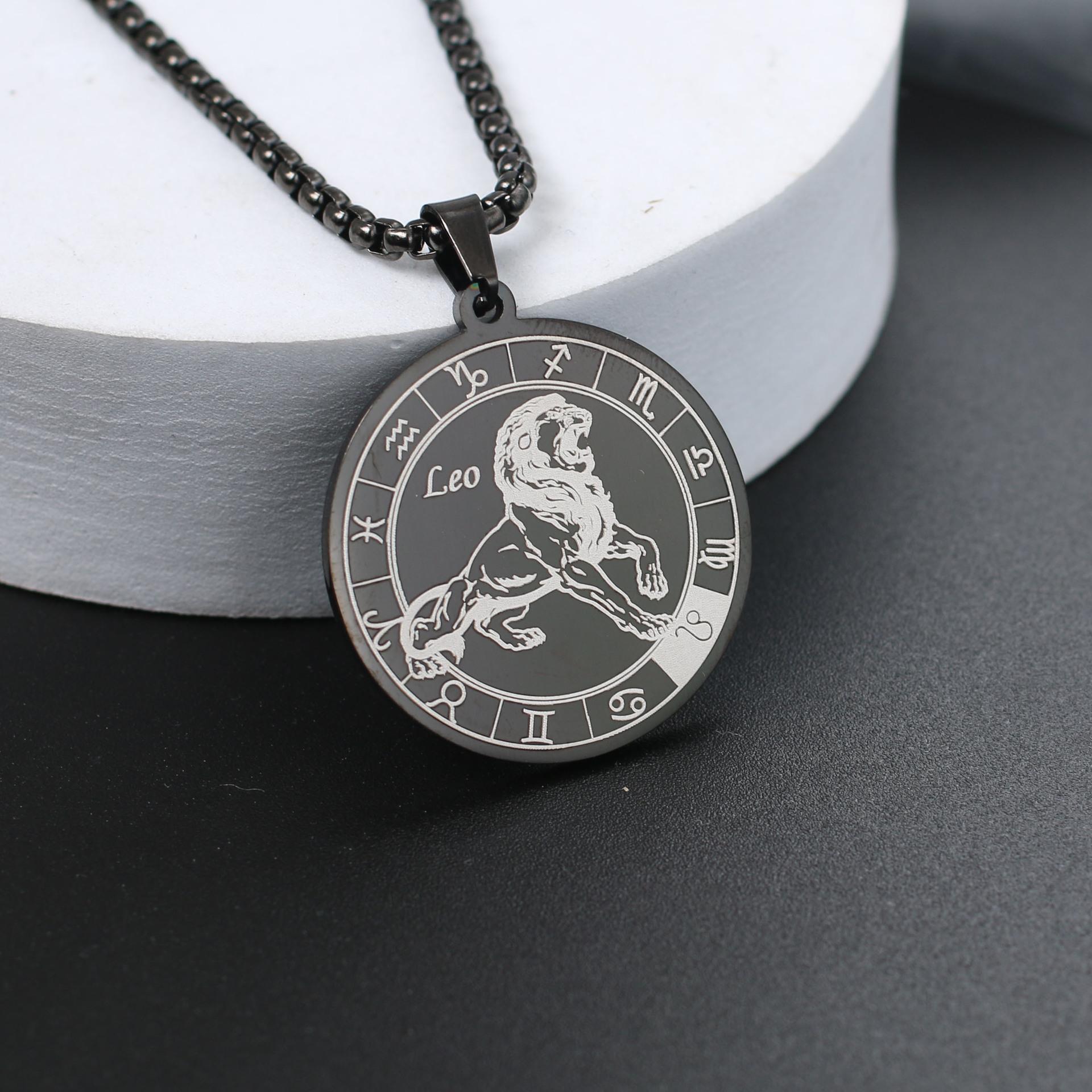 

Ожерелье со знаком зодиака для мужчин и женщин лучшему другу, собачьи жетоны, подарок на день рождения, ожерелье с 12 созвездиями, кулон, ювелирное изделие для пары, подарок Leo чёрный