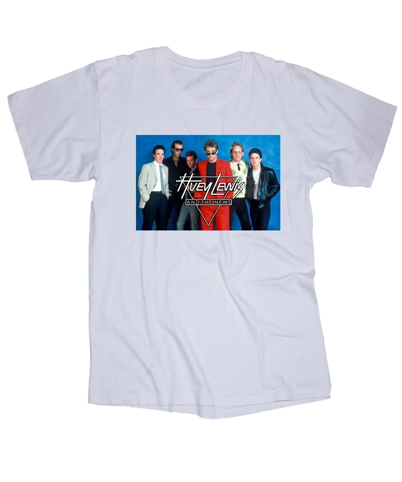 Huey Lewis and the News white T-shirt 80 s Rock M