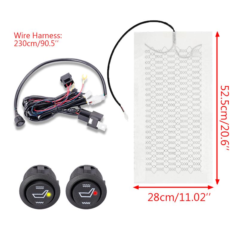 12V 2ks Univerzální vestavěná sada vyhřívání sedadel do auta Vhodné pro 1 sedadlo Vyhřívací podložky z uhlíkových vláken Vysoký Nízký stupeň Kulatý spínač Vyhřívací podložka