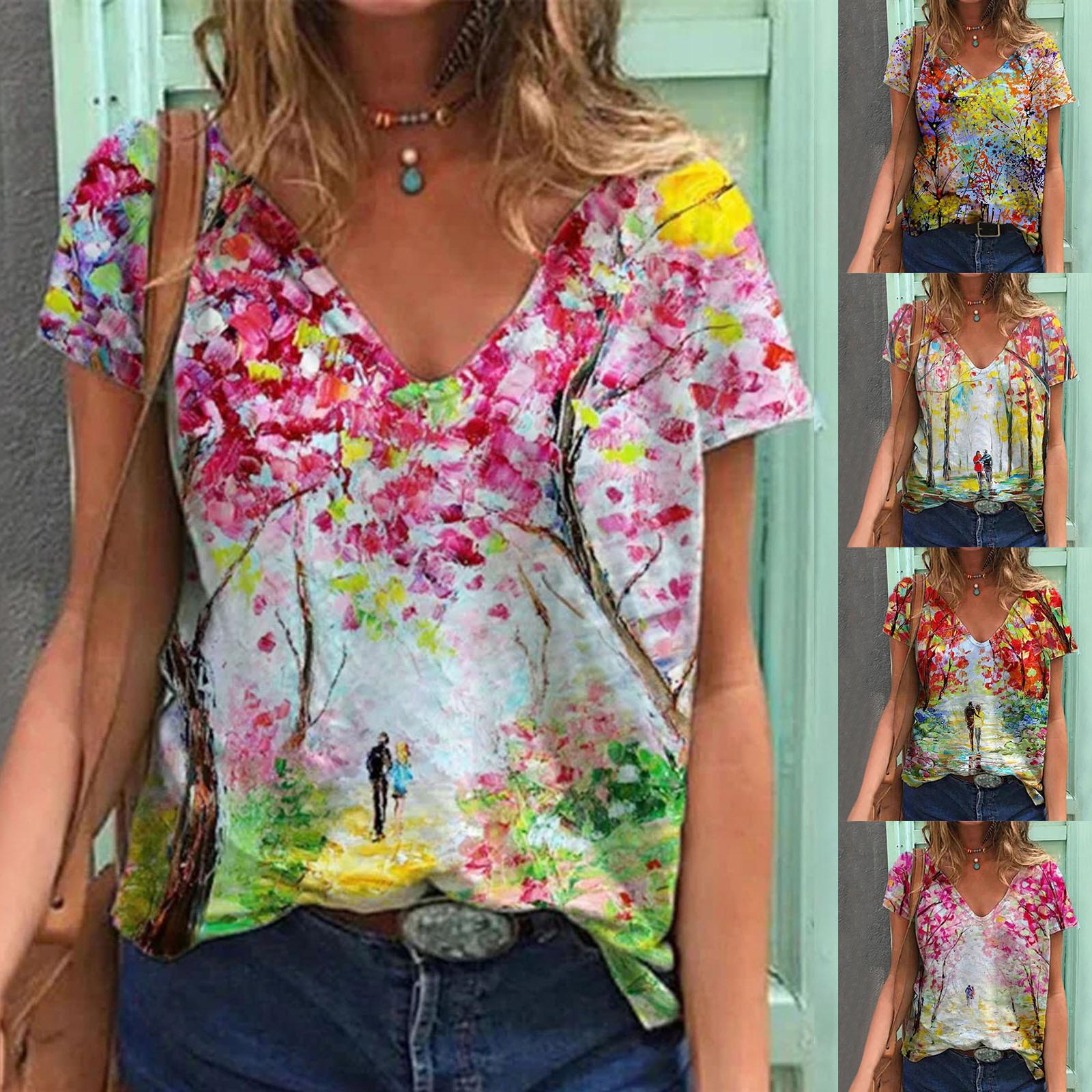 

Женские топы с короткими рукавами и v-образным вырезом больших размеров, футболка, блузка