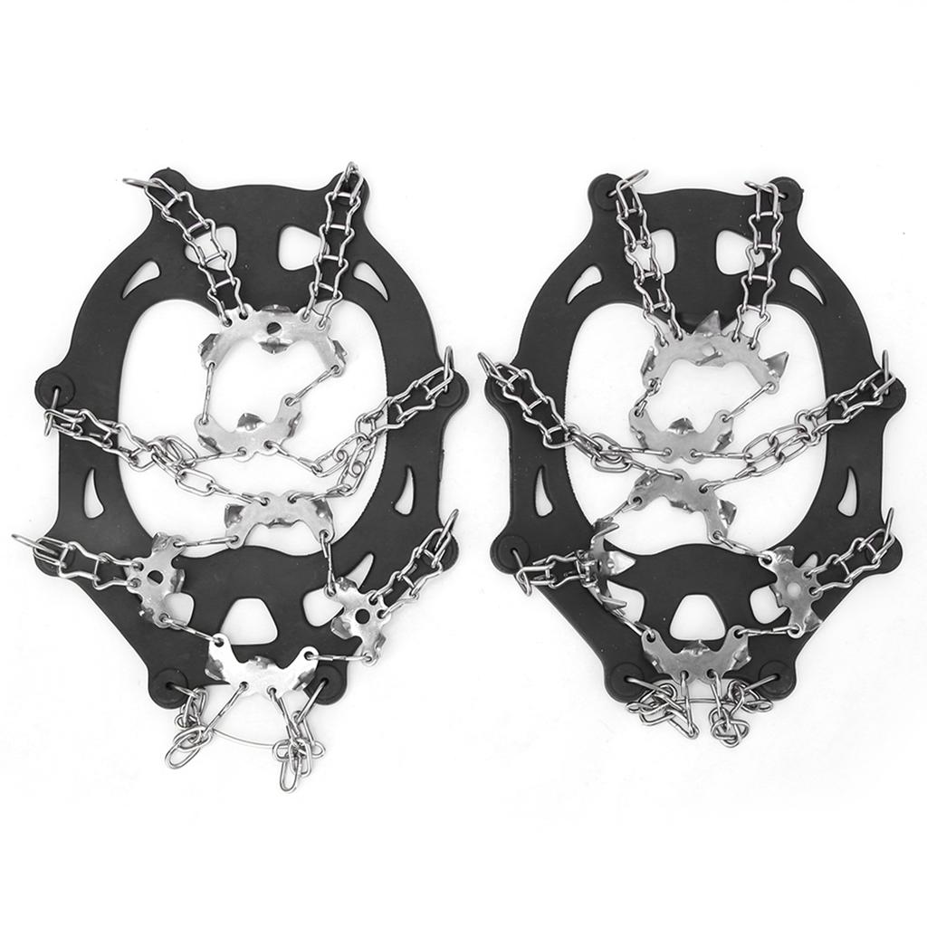 A Pair 19 Teeth Outdoor Climbing Ice Crampons Stainless Steel Welding Anti Slip Shoe Snow Grips Spikes Cleats(XL 19