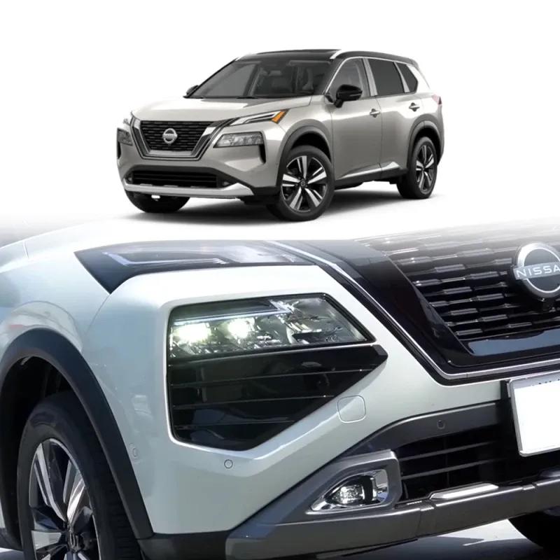 For Nissan Rogue X-Trail T33 ABS Glossy Black Front Bumper Fog Daytime Running Light foglamp Round Grille Trims Cover