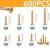 600pcs Color Zinc M3.5-4 Phillips Self-Tapping Wood Screws & Drywall Nails Set
