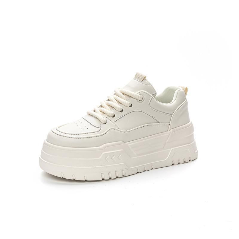 Muffin Thick-soled Little White Shoes Women's Autumn and Winter New Velvet Warm, Light and Comfortable Leather Sports and Leisure Shoes