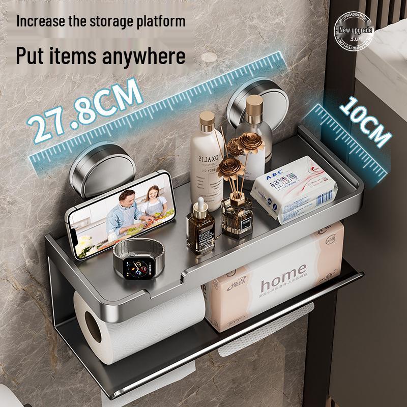 Suction Cup Toilet Paper Holder: No-Punch Wall-Mounted Bathroom Tissue Box