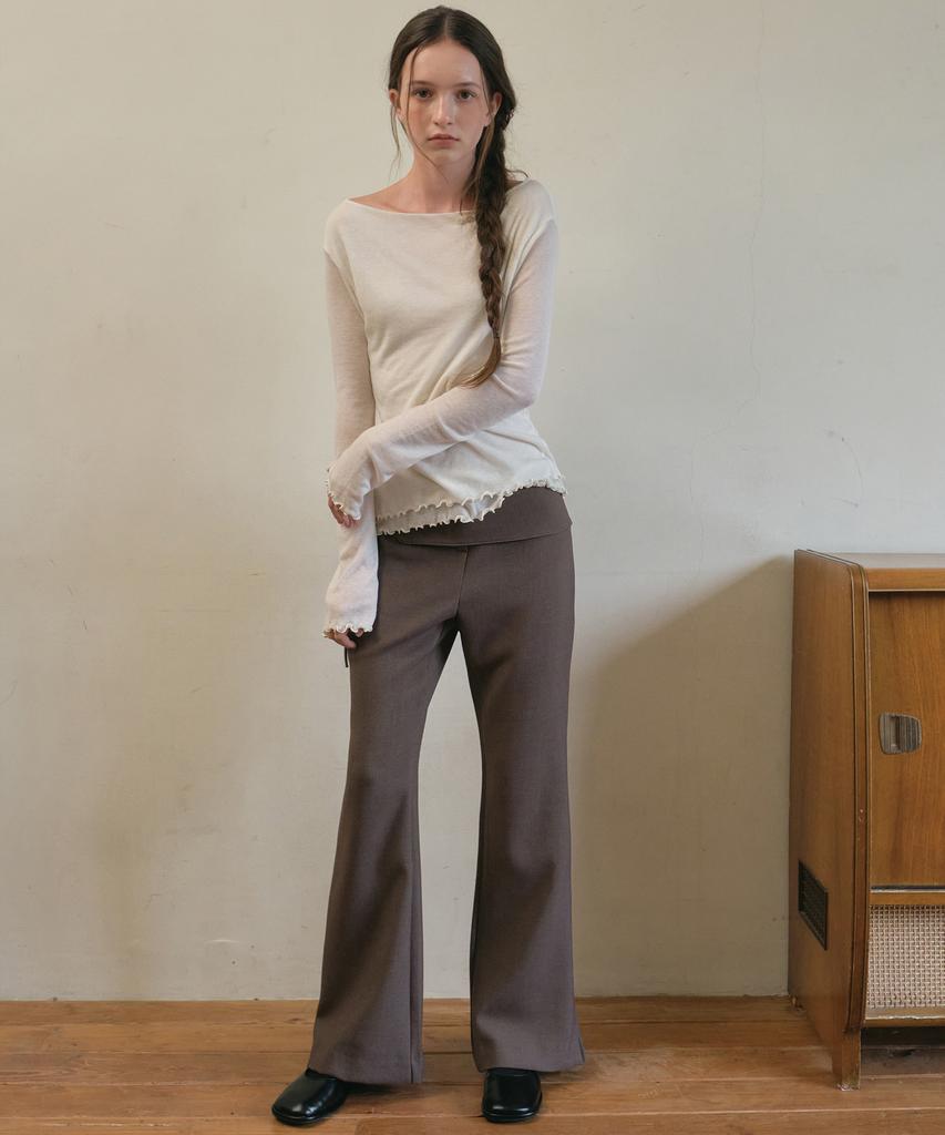 Aueonoseuteljia Waist Wrap Slim Boots Cut Pants_Brown(O25-Pt10)