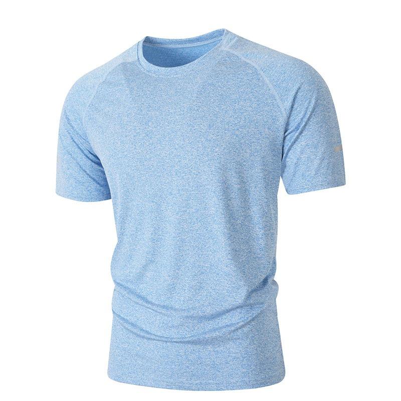 

New T-shirt Cationic Reflective Strip Solid Color Round Neck Sports Outdoor Casual Short-sleeved Men S синий