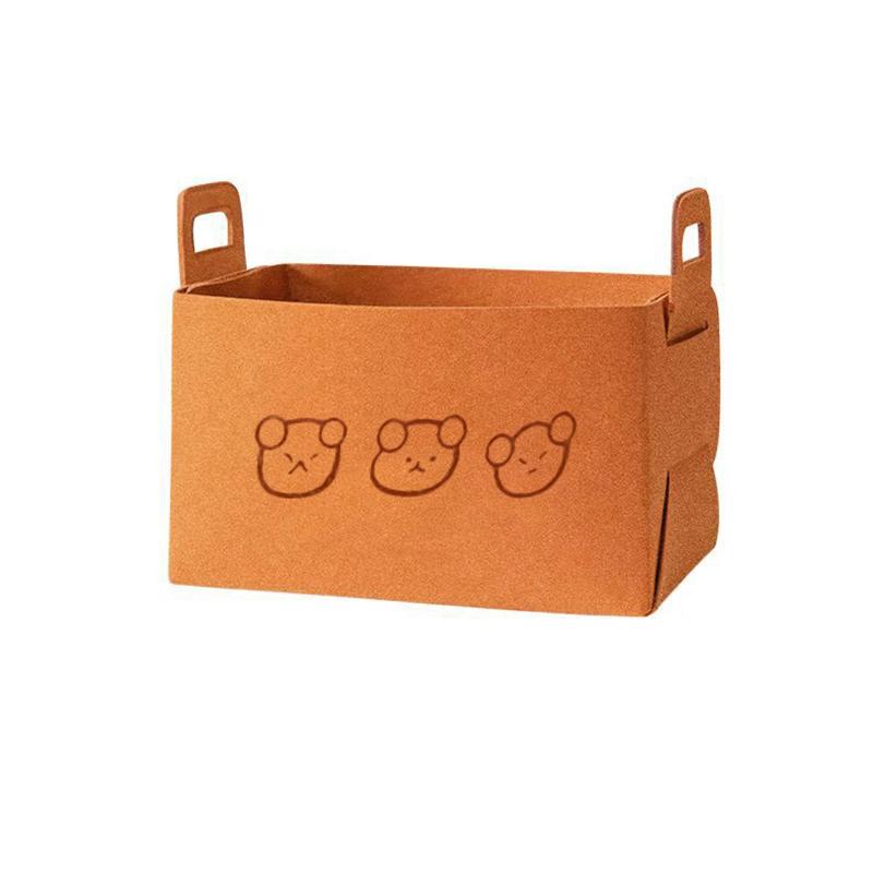 

Корзина для хранения войлока Bear, складная корзина для хранения косметики, настольный ящик для хранения закусок, игрушек, органайзер для грязной одежды кофейный