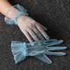 Elastic Transparent Women Tulle Gloves Ultra Thin Short Gauze Lace Gloves Elegant Full Finger Bridal Wedding Women Mesh Gloves