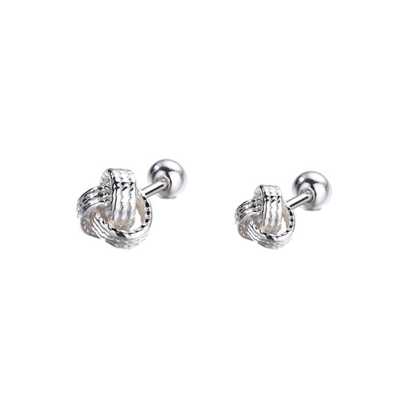 Ruyi Knot S925 Sterling Silver Stud Earrings: Minimalist, Fashionable, Unique, and Versatile for Women