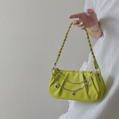 Designer Handbag Women's  Summer New PU Pleated Cloud Square One Shoulder Bag Simple and Versatile Love Chain Underarm Bag