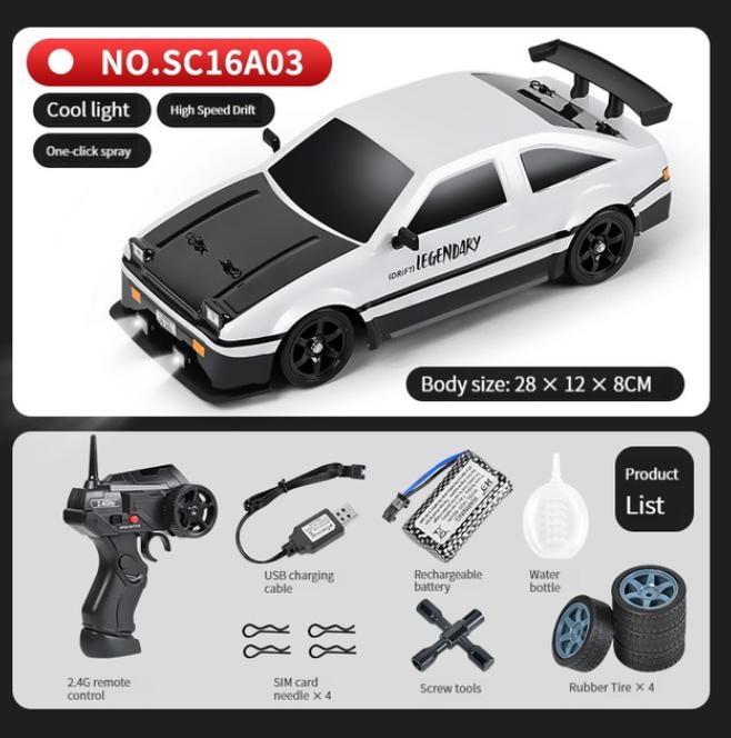 YQA4 AE86 1: 16 Racing Drift CAR with Remote Control Toys RC Car Drift High-Speed Race Spray 4WD 2.4G Electric Sports Vehicle Gifts