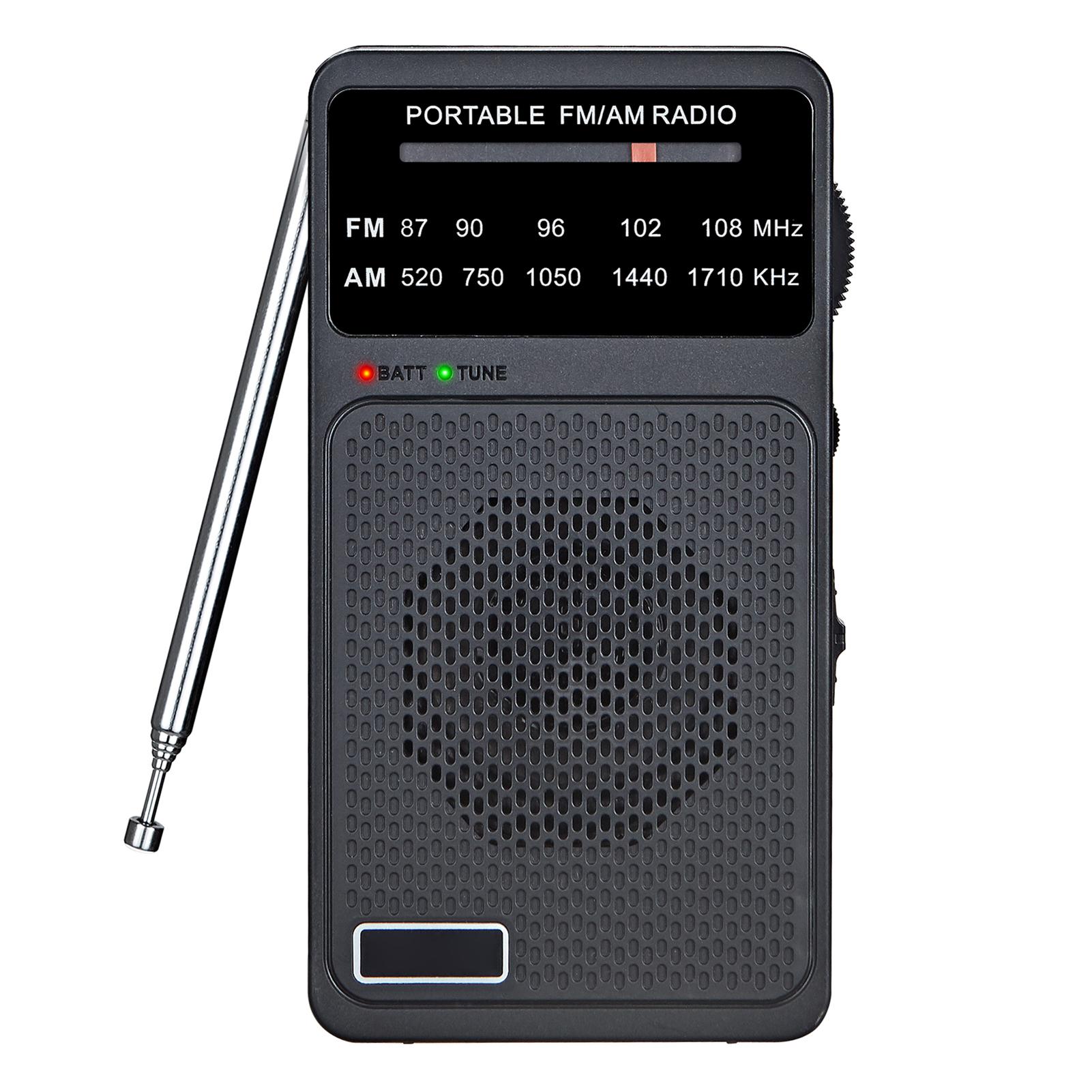 

Портативное AM FM радио с клипсой для ремня, шнурком, разъемом для наушников 3,5 мм, карманного размера, Hi-Fi звук, расширенной выдвижной чёрный