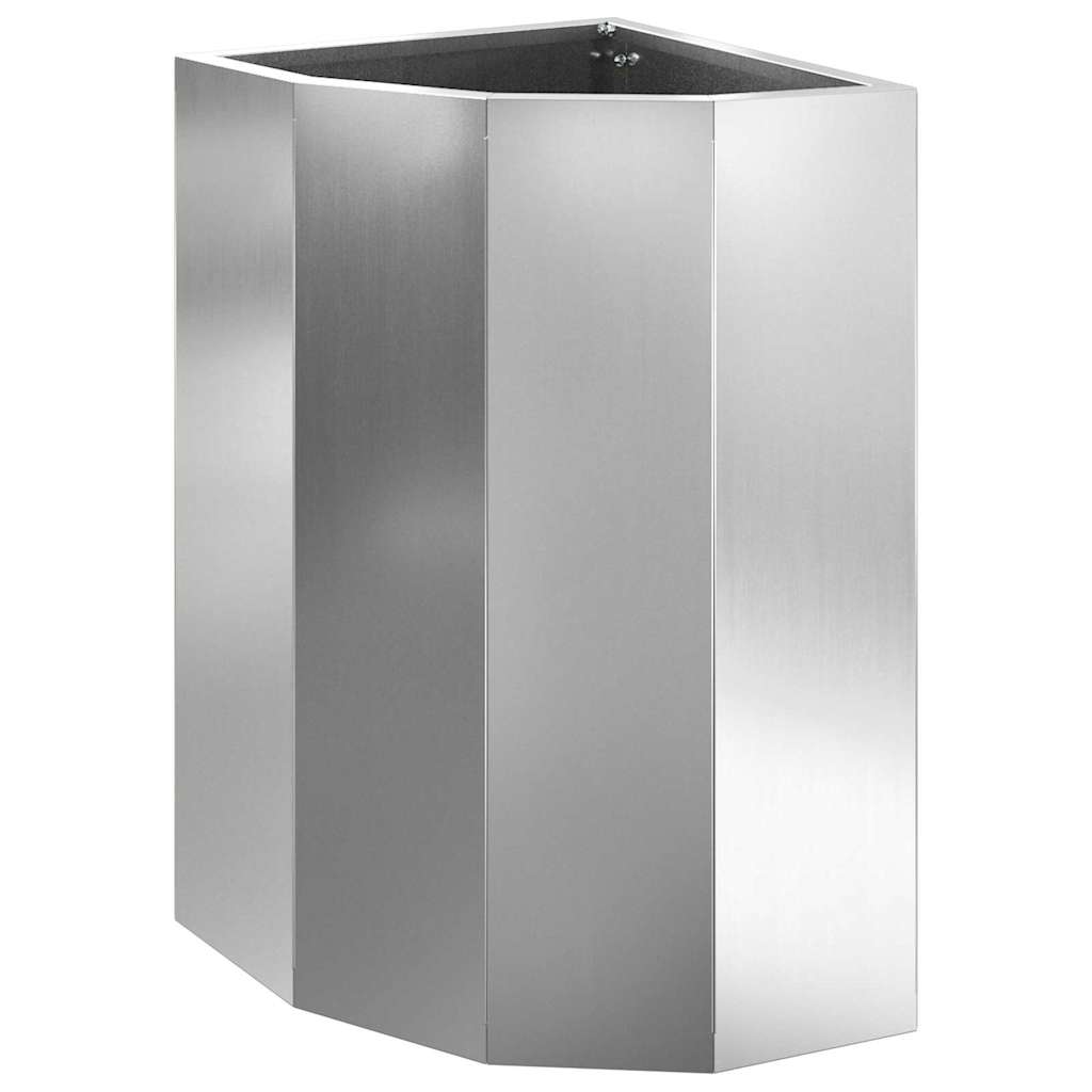 Corner Planter Silver 30 X 30 X 50 Cm Galvanized Steel