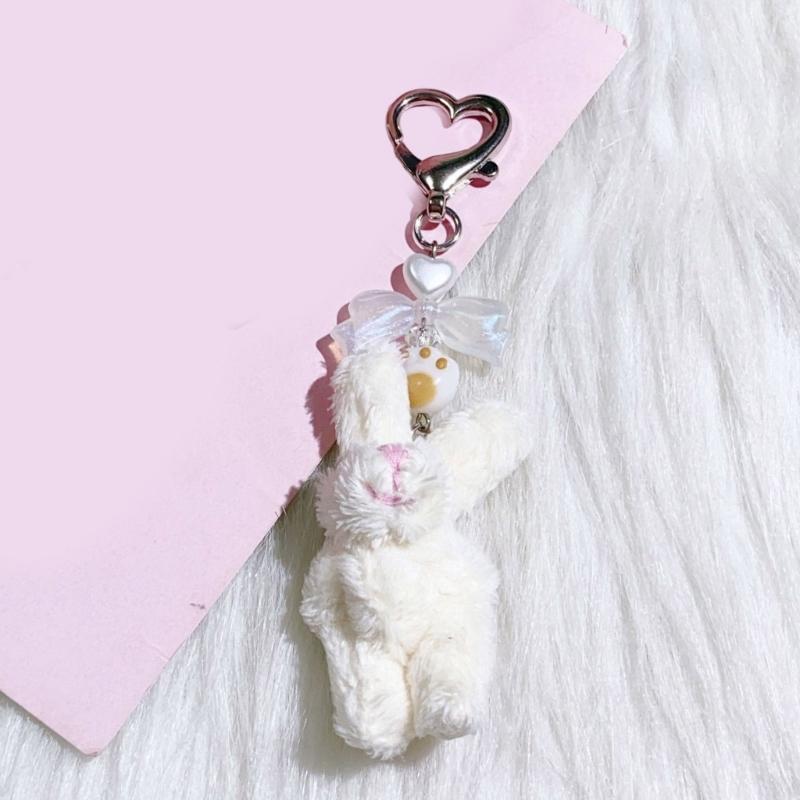 Lovely Rabbit Keychain Bowknot Keyring Bag Charm Keys Holder for Women Couple Gift for Backpack Car Decoration